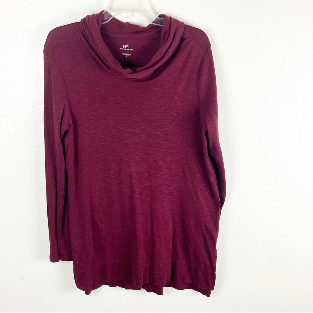 J. JILL 100% Pima Cotton Cowl Neck Tunic Top Size Medium Cozy Neutral Fall Boho